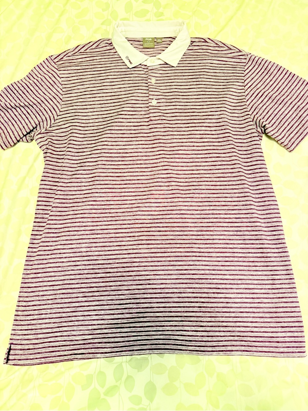 Ping Purple Striped Polo with White Contrast Collar